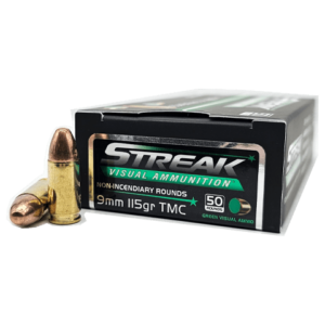 9mm green streak ammo box of 50.